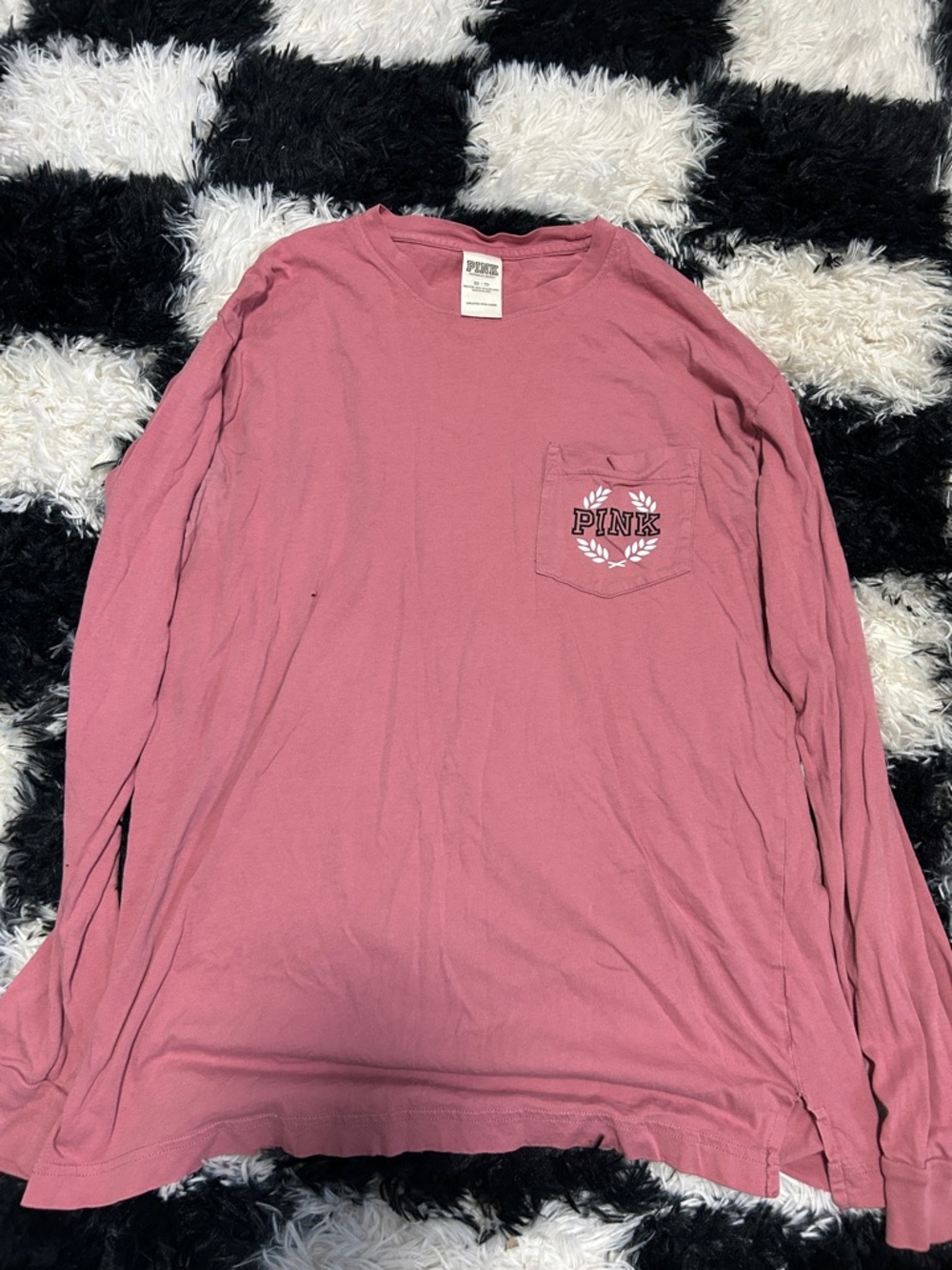 PINK Victoria's Secret Dusty Rose Long Sleeve Pocket Tee